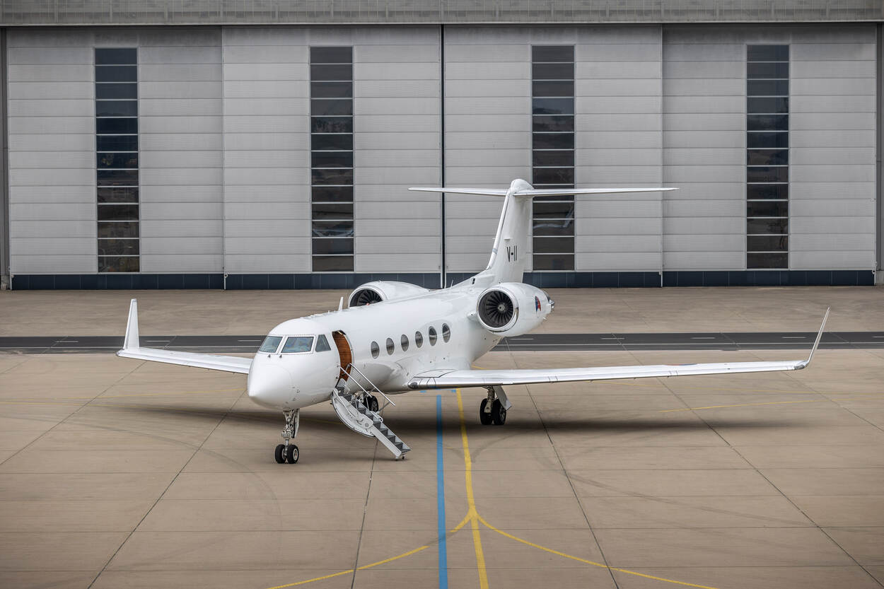 Gulfstream IV in front of hangar