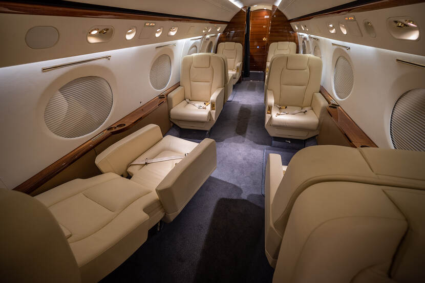 Gulfstream IV interior lying down seating position